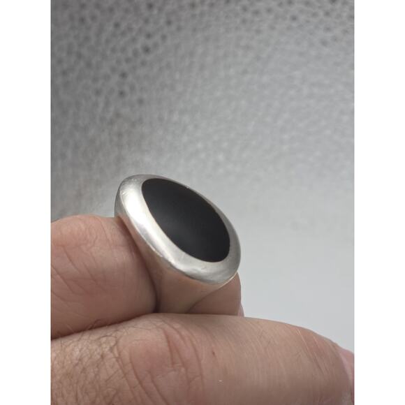 MODERNIST ROBERT LEE MORRIS STERLING SILVER ONYX BLACK RING SIZE 7 - Picture 14 of 16